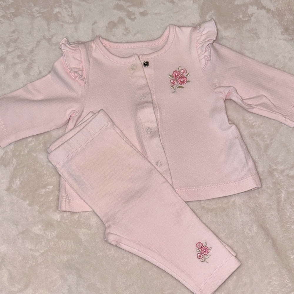 Pink Kids Pajamas with Floral Embroidery